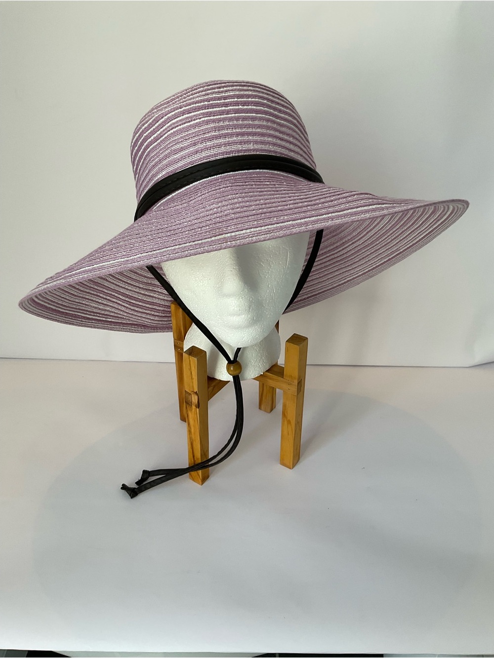 Sloggers Lavender-Striated Wide Brim Sun Hat with Black Band
